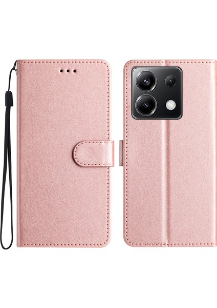 Anti-Düşen Telefon Kılıfı Xiaomi Poco X6 5g Cüzdan Kılıf Deri Folio Telefon Kapak Manyetik Toka-Gül Altın (Yurt Dışından)