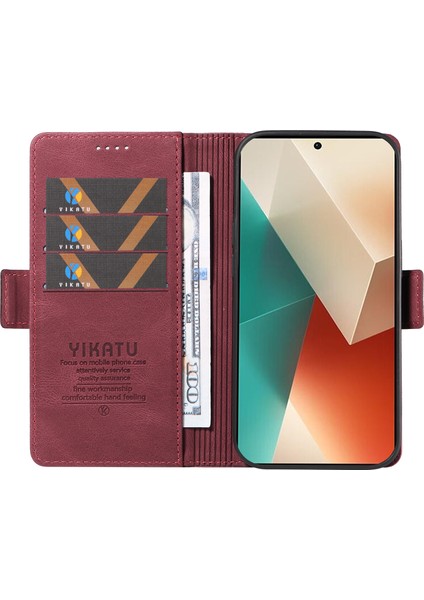 Anti-Düşen Telefon Kılıfı Için Xiaomi Poco X6 5g Kılıf Pu Deri Cüzdan Telefon Kapak Cilt Dokunmatik Duygu-Şarap Kırmızı (Yurt Dışından) fiyatları