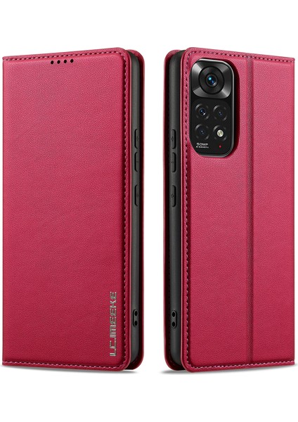 Anti-Düşen Telefon Kılıfı Xiaomi Redmi Için Not 12 Pro 4g Kılıf Pu Deri Cüzdan Halkalı Telefon Kılıfı Kapak-Kırmızı (Yurt Dışından)
