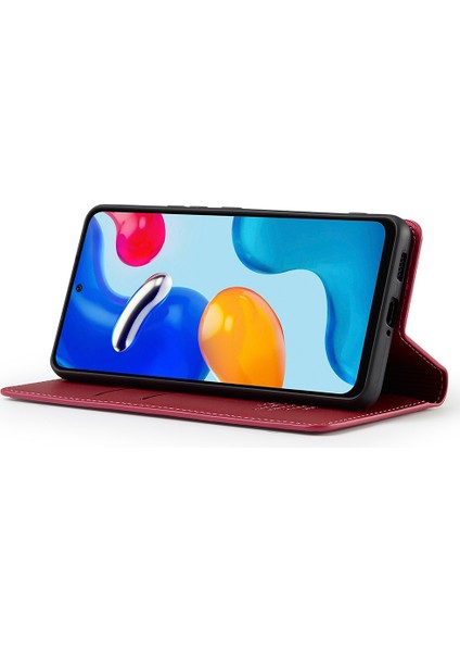 Anti-Düşen Telefon Kılıfı Xiaomi Redmi Için Not 12 Pro 4g Kılıf Pu Deri Cüzdan Halkalı Telefon Kılıfı Kapak-Kırmızı (Yurt Dışından) modelleri