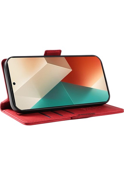 Anti-Düşen Telefon Kılıfı Için Xiaomi Poco X6 5g Kılıf Pu Deri Cüzdan Telefon Kapak Cilt Dokunmatik Duygu-Kırmızı (Yurt Dışından) modelleri