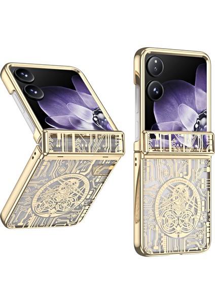 Anti-Düşen Telefon Kılıfı Xiaomi Mix Flip 5g Durumda Mekanik Legend Galvanik Pc Telefon Kapağı- Altın (Yurt Dışından)