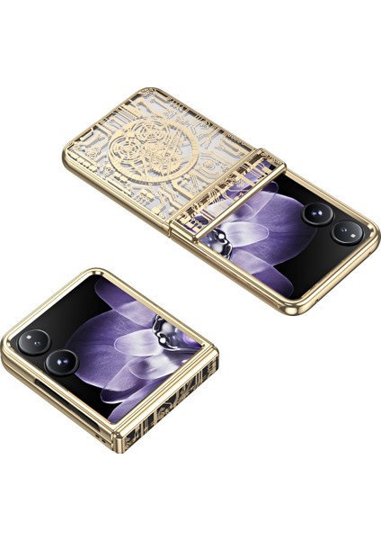 Anti-Düşen Telefon Kılıfı Xiaomi Mix Flip 5g Durumda Mekanik Legend Galvanik Pc Telefon Kapağı- Altın (Yurt Dışından) modelleri