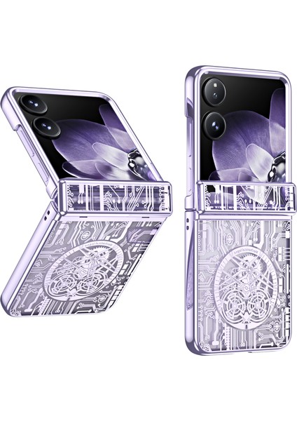 Xiaomi Mix Flip 5g Durumda Anti-Düşen Telefon Kılıfı Mekanik Legend Galvanik Pc Telefon Kapağı-Mor (Yurt Dışından)