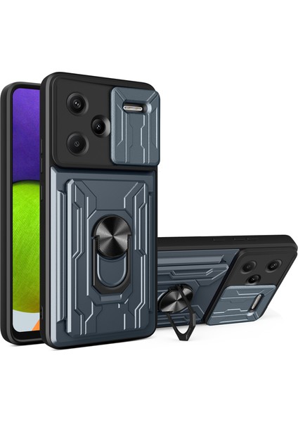 Anti-Düşen Telefon Kılıfı Xiaomi Redmi Için Not 13 Pro + 5g Kılıf Pc + Tpu Kickstand Telefon Arka Kapak Kamera Kaydırıcı Ile-Titanyum Gri (Yurt Dışından)