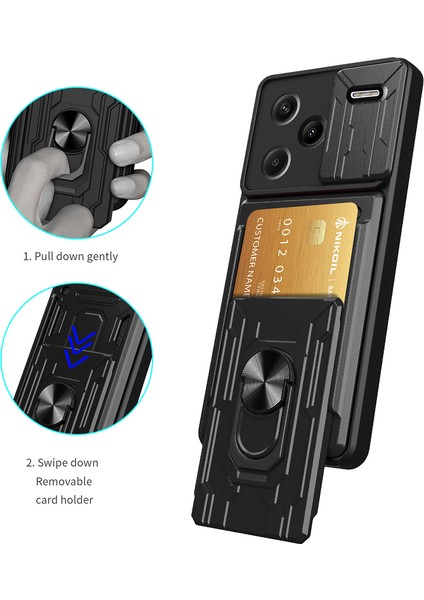 Anti-Düşen Telefon Kılıfı Xiaomi Redmi Için Not 13 Pro + 5g Kılıf Pc + Tpu Kickstand Telefon Arka Kapak Kamera Kaydırıcı Ile-Titanyum Gri (Yurt Dışından) fiyatları