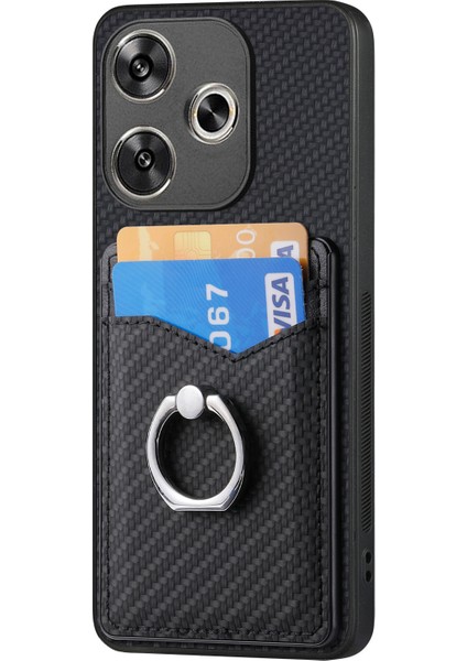 Anti-Düşen Telefon Kılıfı Xiaomi Poco F6 5g Kılıf Kart Yuvaları Halka Tutucu Kickstand Telefon Kapağı-Siyah (Yurt Dışından) fiyatları