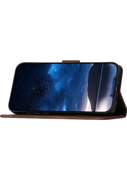 Anti-Düşen Telefon Kılıfı Için Xiaomi Poco X6 5g Kılıf Künye Deri Cüzdan Telefon Kapağı-Kahverengi (Yurt Dışından)