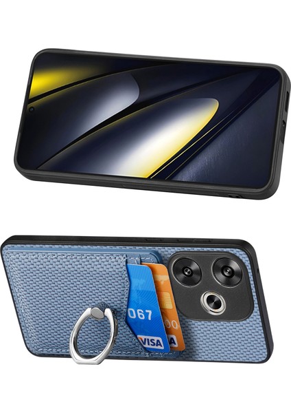 Anti-Düşen Telefon Kılıfı Xiaomi Poco F6 5g Kılıf Kart Yuvaları Halka Tutucu Kickstand Telefon Kapağı-Mavi (Yurt Dışından) fırsatları