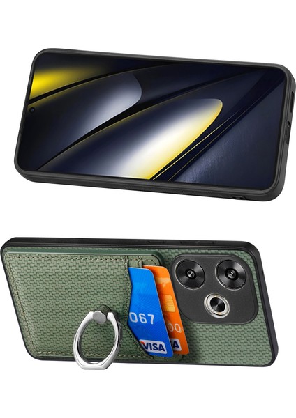 Anti-Düşen Telefon Kılıfı Xiaomi Poco F6 5g Kılıf Kart Yuvaları Halka Tutucu Kickstand Telefon Kapağı-Yeşil (Yurt Dışından) fırsatları