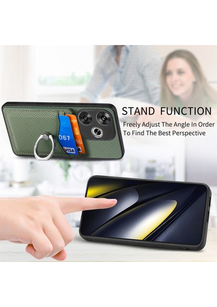 Anti-Düşen Telefon Kılıfı Xiaomi Poco F6 5g Kılıf Kart Yuvaları Halka Tutucu Kickstand Telefon Kapağı-Yeşil (Yurt Dışından) indirimleri