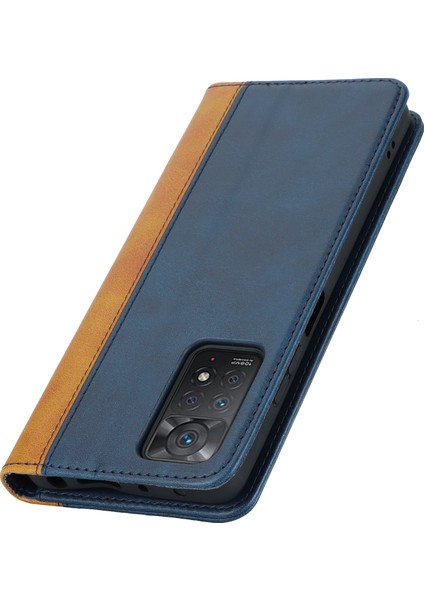 Anti-Düşen Telefon Kılıfı Xiaomi Redmi Için Not 11 Pro Kılıf Buzağı Dokusu 3 Kart Yuvaları Renk Ekleme Deri Telefon Kapağı-Mavi + Sarı (Yurt Dışından) indirimleri