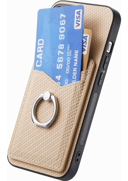 Anti-Düşen Telefon Kılıfı Xiaomi Poco F6 5g Kılıf Kart Yuvaları Halka Tutucu Kickstand Telefon Kapağı-Kayısı (Yurt Dışından) modelleri