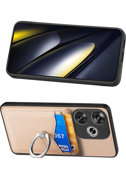 Anti-Düşen Telefon Kılıfı Xiaomi Poco F6 5g Kılıf Kart Yuvaları Halka Tutucu Kickstand Telefon Kapağı-Kayısı (Yurt Dışından) fırsatları