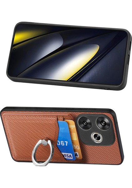 Anti-Düşen Telefon Kılıfı Için Xiaomi Poco F6 5g Kılıf Kart Yuvaları Halka Tutucu Kickstand Telefon Kapağı-Kahverengi (Yurt Dışından) fırsatları
