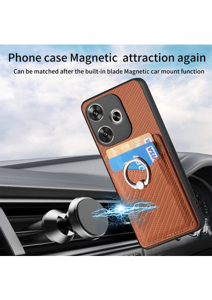 Anti-Düşen Telefon Kılıfı Için Xiaomi Poco F6 5g Kılıf Kart Yuvaları Halka Tutucu Kickstand Telefon Kapağı-Kahverengi (Yurt Dışından) indirimleri