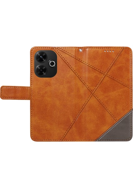 Anti-Düşen Telefon Kılıfı Xiaomi Redmi Için 13 5g/4g Kılıf Flip Darbeye Dalı Cüzdan Deri Telefon Kapağı Geometrik Çizgi-Kahverengi (Yurt Dışından) indirimleri