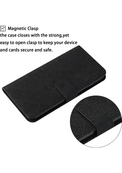 Anti-Düşen Telefon Kılıfı Xiaomi Redmi 13 5g/4g Deri Kılıf Etnik Tarzı Telefon Cüzdan Kapaklı Kayış-Siyah (Yurt Dışından) fiyatları