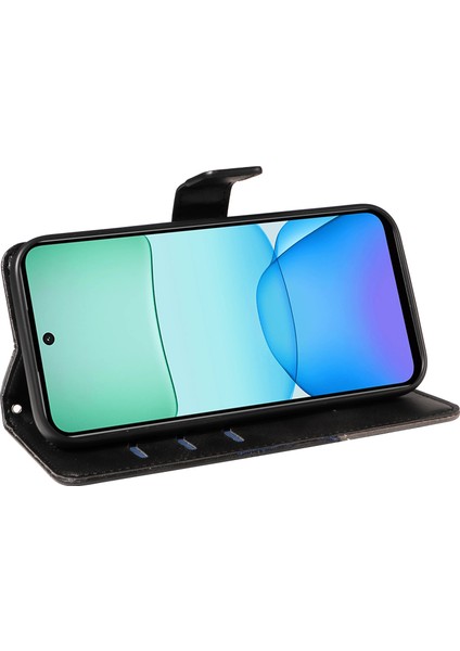 Anti-Düşen Telefon Kılıfı Xiaomi Redmi Için 13 5g/4g Kılıf Flip Darbeye Dalı Cüzdan Deri Telefon Kapağı Geometrik Çizgi-Siyah (Yurt Dışından) modelleri