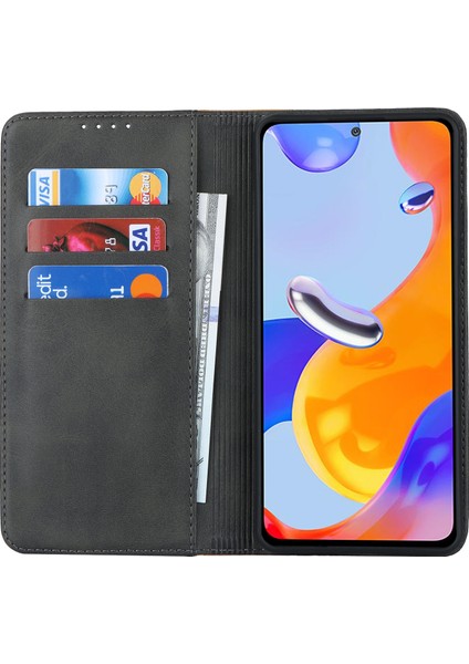 Anti-Düşen Telefon Kılıfı Xiaomi Redmi Için Not 11 Pro Kılıf Buzağı Dokusu 3 Kart Yuvaları Renk Ekleme Deri Telefon Kapağı-Siyah + Sarı (Yurt Dışından) fiyatları