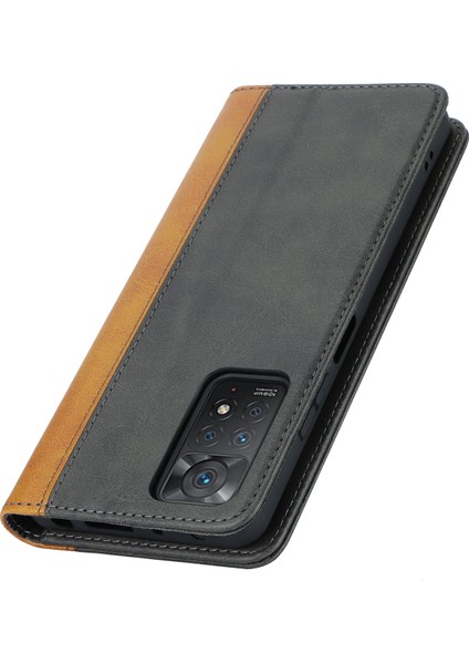 Anti-Düşen Telefon Kılıfı Xiaomi Redmi Için Not 11 Pro Kılıf Buzağı Dokusu 3 Kart Yuvaları Renk Ekleme Deri Telefon Kapağı-Siyah + Sarı (Yurt Dışından) indirimleri