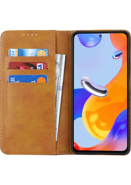 Anti-Düşen Telefon Kılıfı Xiaomi Redmi Için Not 11 Pro Kılıf Buzağı Dokusu 3 Kart Yuvaları Renk Ekleme Deri Telefon Kapağı-Sarı + Kahverengi (Yurt Dışından) fiyatları