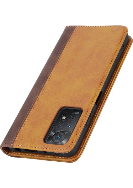 Anti-Düşen Telefon Kılıfı Xiaomi Redmi Için Not 11 Pro Kılıf Buzağı Dokusu 3 Kart Yuvaları Renk Ekleme Deri Telefon Kapağı-Sarı + Kahverengi (Yurt Dışından) indirimleri