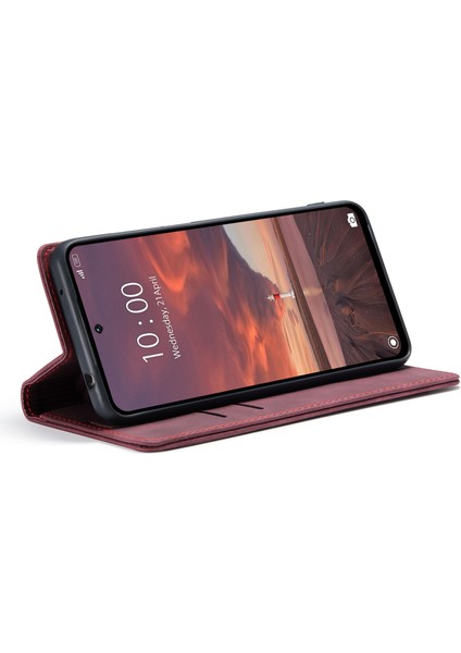 Anti-Düşen Telefon Kılıfı Xiaomi Redmi 13 5g/4g Kılıf Kart Tutucu Standı Deri Telefon Kapağı-Kırmızı (Yurt Dışından) modelleri