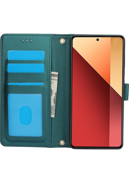 Anti-Düşen Telefon Kılıfı Xiaomi Poco M6 5g Kılıf Pu Deri Telefon Cüzdan Kapak ile El Kayışı-Yeşil (Yurt Dışından) modelleri