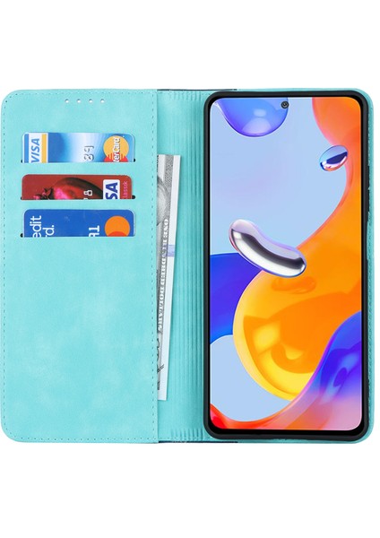 Anti-Düşen Telefon Kılıfı Xiaomi Redmi Için Not 11 Pro Kılıf Buzağı Dokusu 3 Kart Yuvaları Renk Ekleme Deri Telefon Kapağı-Açık Mavi + Koyu Mavi (Yurt Dışından) fiyatları