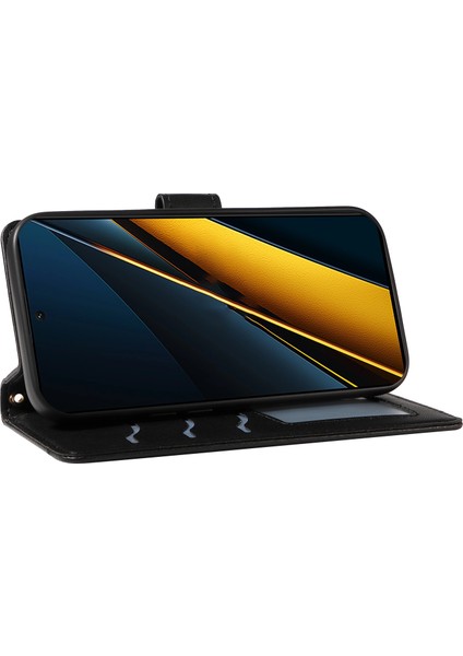 Anti-Düşen Telefon Kılıfı Xiaomi Poco F6 Pro 5g Kılıf Cüzdan Eşkenar Dörtgen Deri Telefon Kapak ile Omuz Askısı Bilek Kayışı-Siyah (Yurt Dışından) fırsatları