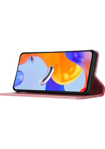 Anti-Düşen Telefon Kılıfı Xiaomi Redmi Için Not 11 Pro Kılıf Buzağı Dokusu 3 Kart Yuvaları Renk Ekleme Deri Telefon Kapağı-Pembe Kırmızı (Yurt Dışından) fırsatları