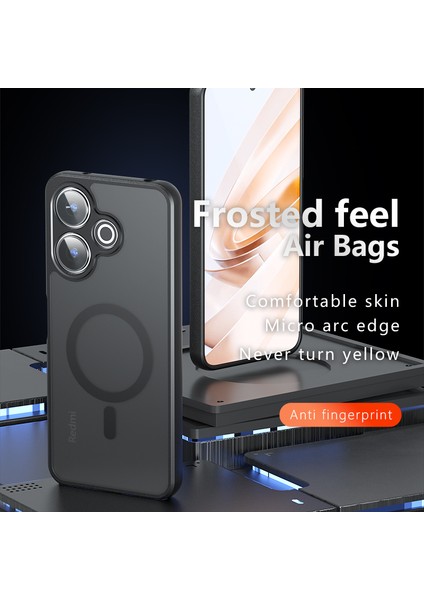 Anti-Düşen Telefon Kılıfı Xiaomi Poco M6 4g Manyetik Kılıf Tpu + Pc Mat Çizilmez Telefon Kapağı-Şeffaf Siyah (Yurt Dışından) modelleri