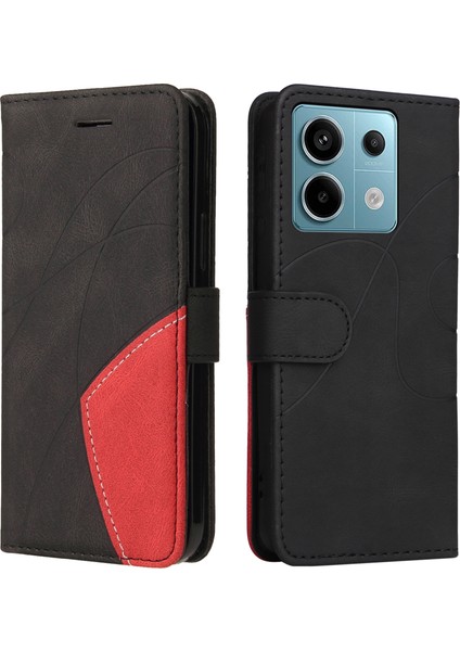 Anti-Düşen Telefon Kılıfı Deri Serisi Xiaomi Poco X6 5g Durumda Renk Ekleme Flip Halkalı Telefon Kılıfı Kapak-Siyah (Yurt Dışından)