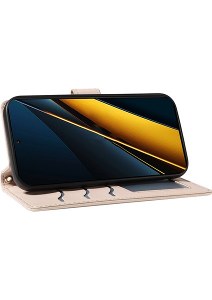 Anti-Düşen Telefon Kılıfı Için Xiaomi Poco F6 Pro 5g Kılıf Cüzdan Eşkenar Dörtgen Deri Telefon Kapak Omuz Askısı ile Bilek Kayışı-Kayısı (Yurt Dışından) fırsatları
