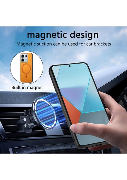 Xiaomi Poco X6 5g Deri Arka Kılıf Magsafe Cilt-Dokunmatik Telefon Kapak-Sarı ile Uyumlu Anti-Düşme Telefon Kılıfı (Yurt Dışından) fırsatları