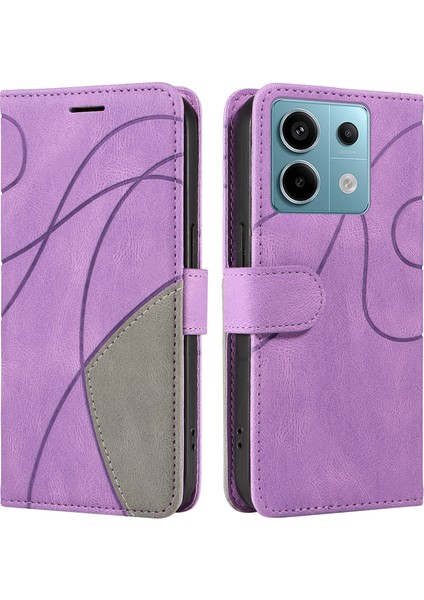 Anti-Düşen Telefon Kılıfı Deri Serisi Xiaomi Poco X6 5g Durumda Renk Ekleme Flip Halkalı Telefon Kılıfı Kapak-Açık Mor (Yurt Dışından)