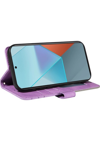 Anti-Düşen Telefon Kılıfı Deri Serisi Xiaomi Poco X6 5g Durumda Renk Ekleme Flip Halkalı Telefon Kılıfı Kapak-Açık Mor (Yurt Dışından) modelleri