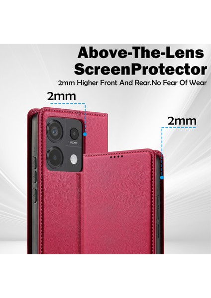 Anti-Düşen Telefon Kılıfı Için Xiaomi Poco X6 5g Kılıf Pu Deri Cüzdan Halkalı Telefon Kılıfı Kapak-Kırmızı (Yurt Dışından) fırsatları