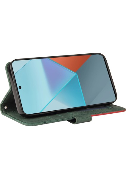 Anti-Düşen Telefon Kılıfı Deri Serisi Xiaomi Poco X6 5g Durumda Renk Ekleme Flip Halkalı Telefon Kılıfı Kapak-Yeşil (Yurt Dışından) modelleri