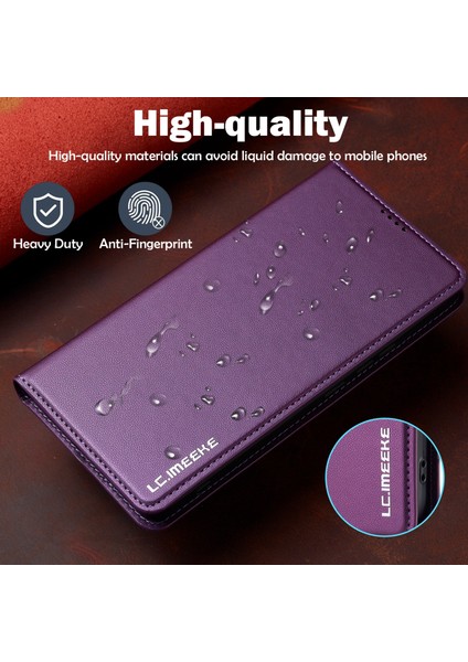 Anti-Düşen Telefon Kılıfı Için Xiaomi Poco X6 5g Kılıf Pu Deri Cüzdan Halkalı Telefon Kılıfı Kapak-Mor (Yurt Dışından) indirimleri
