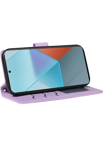 Anti-Düşen Telefon Kılıfı Için Xiaomi Poco X6 5g Kılıf Cüzdan Eşkenar Dörtgen Deri Telefon Kapak ile Omuz Askısı Bilek Kayışı-Açık Mor (Yurt Dışından) fırsatları