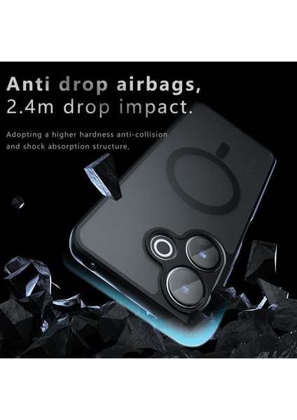 Anti-Düşen Telefon Kılıfı Xiaomi Poco M6 4g Manyetik Kılıf Tpu + Pc Mat Çizilmez Telefon Kapağı-Şeffaf Siyah (Yurt Dışından) fırsatları