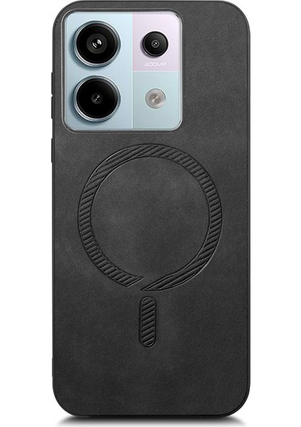 Anti-Düşen Telefon Kılıfı Için Xiaomi Poco X6 5g Deri Arka Kılıf Magsafe Cilt-Dokunmatik Telefon Kapak-Siyah ile Uyumlu (Yurt Dışından) modelleri