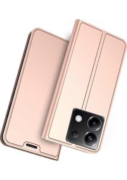 Anti-Düşen Telefon Kılıfı Için Xiaomi Poco X6 5g Kılıf Pu Deri Telefon Kapak Kart Yuvası Tutucu Gizli Manyetik Kapatma-Gül Altın (Yurt Dışından)
