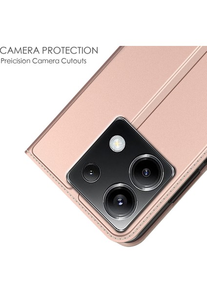 Anti-Düşen Telefon Kılıfı Için Xiaomi Poco X6 5g Kılıf Pu Deri Telefon Kapak Kart Yuvası Tutucu Gizli Manyetik Kapatma-Gül Altın (Yurt Dışından) indirimleri