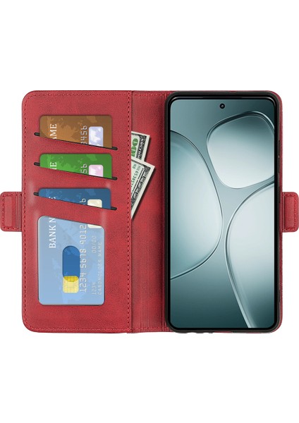 Anti-Düşen Telefon Kılıfı Xiaomi 14T Standı Kılıf Buzağı Dokusu Deri Cüzdan Telefon Kapağı-Kırmızı (Yurt Dışından) modelleri