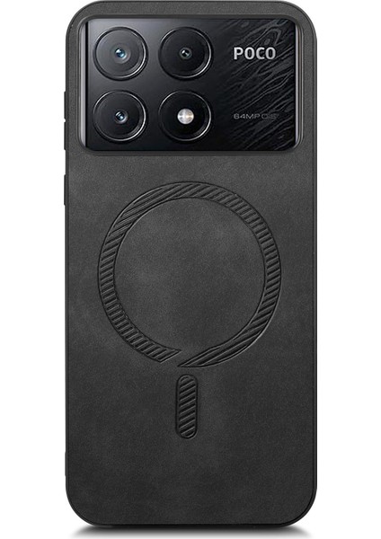 Anti-Düşen Telefon Kılıfı Için Xiaomi Poco X6 Pro 5g Deri Arka Kılıf Magsafe Cilt-Dokunmatik Telefon Kapak-Siyah ile Uyumlu (Yurt Dışından) modelleri