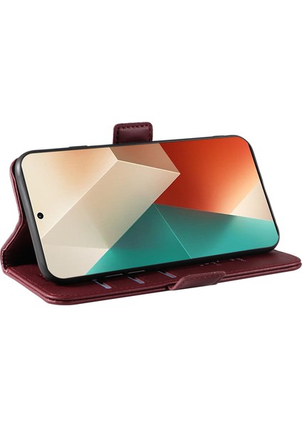 Anti-Düşen Telefon Kılıfı Xiaomi Poco X6 5g Kılıf Cüzdan Standı Deri Telefon Kapağı Yan Toka-Şarap Kırmızı (Yurt Dışından) modelleri