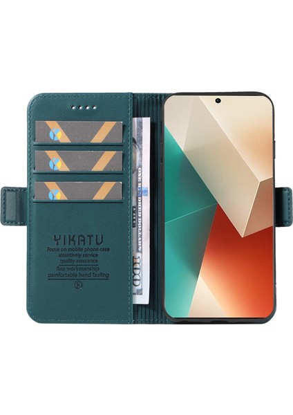 Anti-Düşen Telefon Kılıfı Xiaomi Poco X6 5g Kılıf Cüzdan Standı Deri Telefon Kapağı Yan Toka-Yeşil (Yurt Dışından) fiyatları